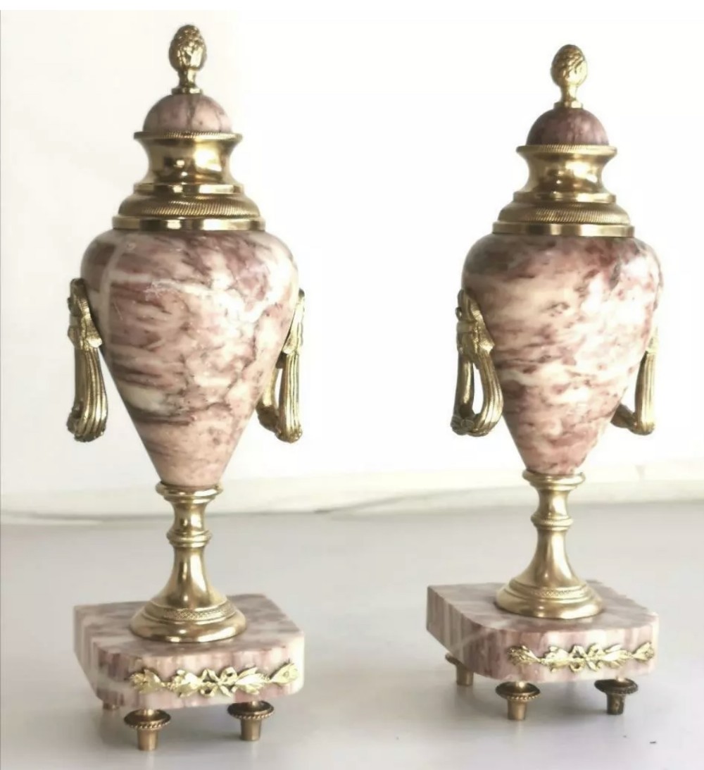 Pair Marble & Ormolu Urns