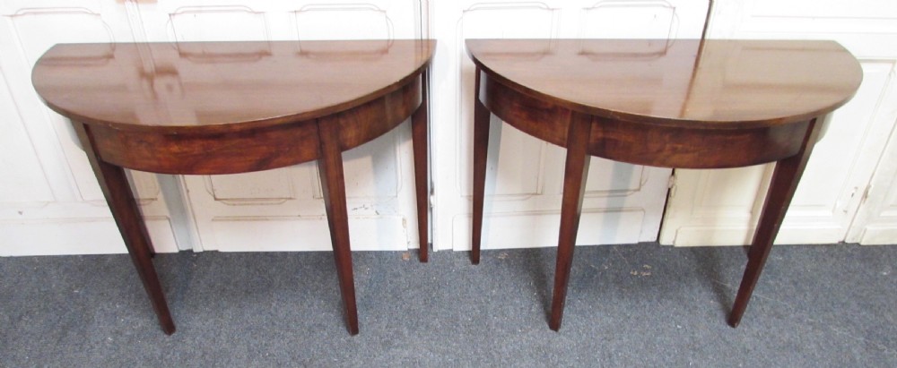 Pair Georgian Mahogany Half Moon Tables View II