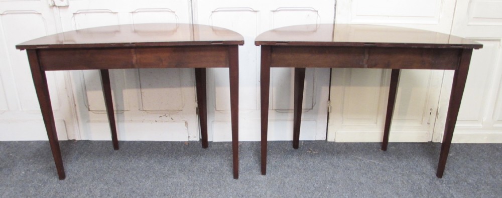 Pair Georgian Mahogany Half Moon Tables View VII