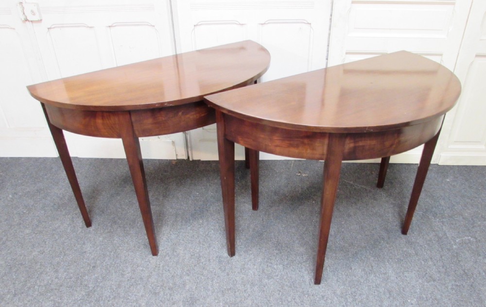 Pair Georgian Mahogany Half Moon Tables View VIII
