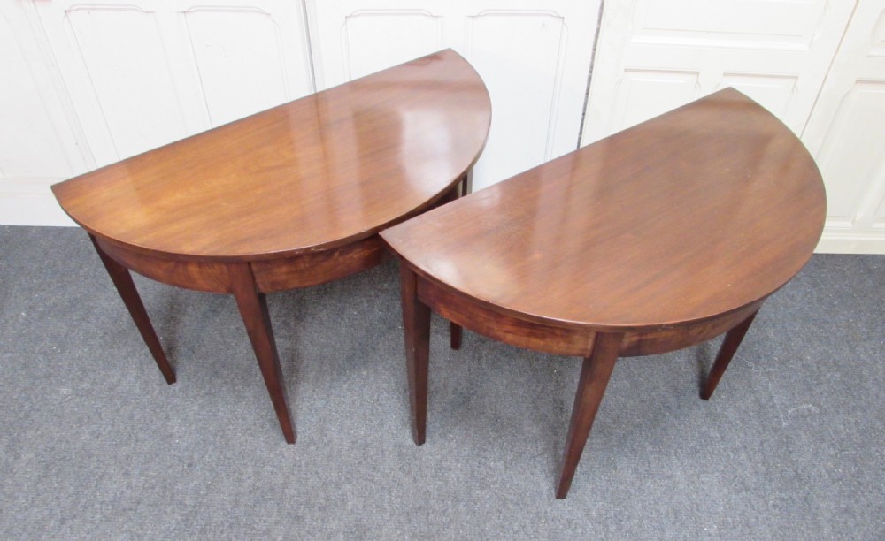 Pair Georgian Mahogany Half Moon Tables View IX