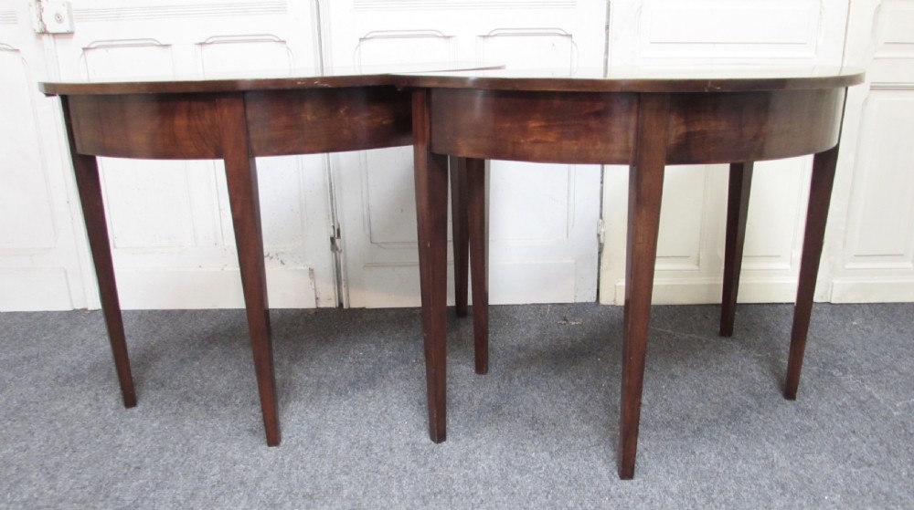 Pair Georgian Mahogany Half Moon Tables View X