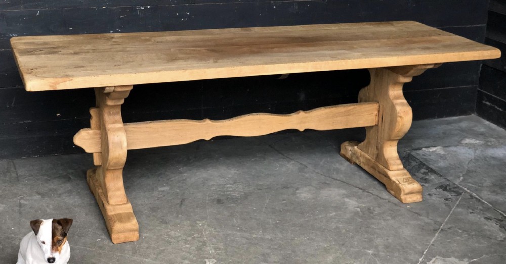 French Bleached Oak Farmhouse Dining Table
