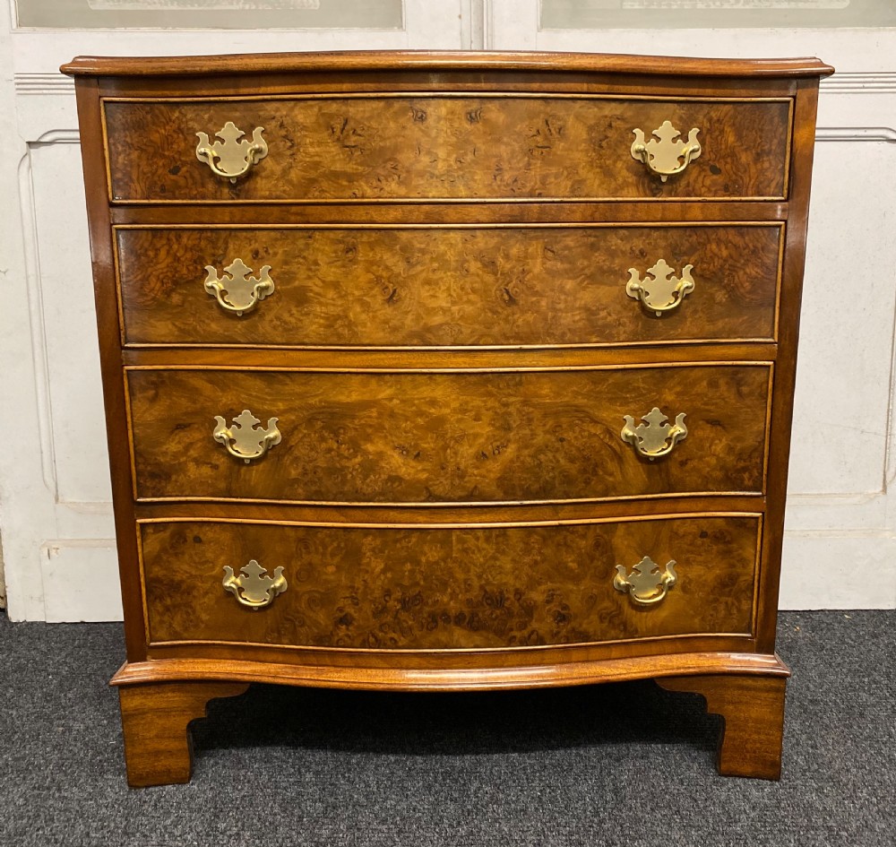 Burr Walnut Serpentine Chest of Drawers View II