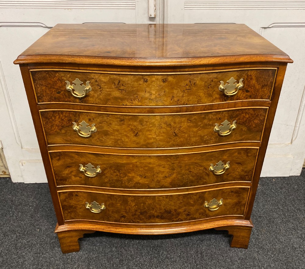 Burr Walnut Serpentine Chest of Drawers View III