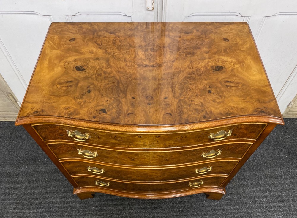 Burr Walnut Serpentine Chest of Drawers View IV