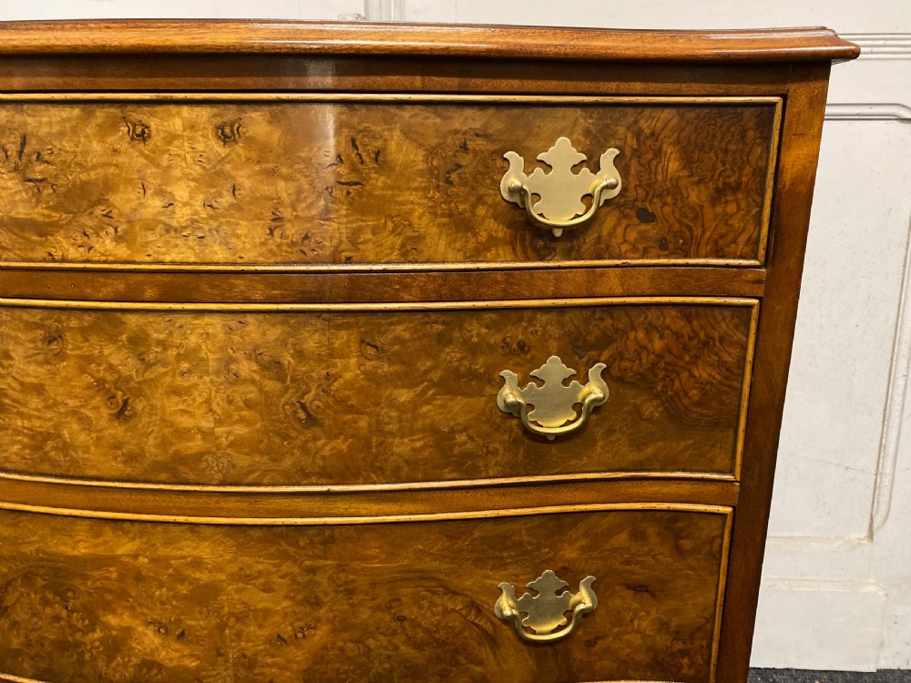 Burr Walnut Serpentine Chest of Drawers View V