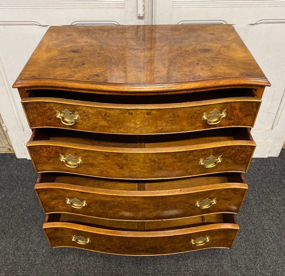 Burr Walnut Serpentine Chest of Drawers View VI