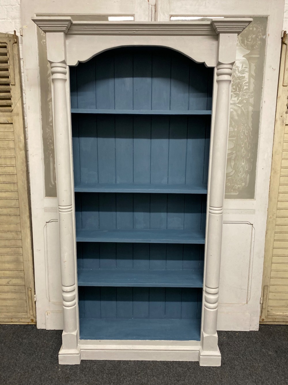 Victorian Pine Painted Open Bookcase View XII