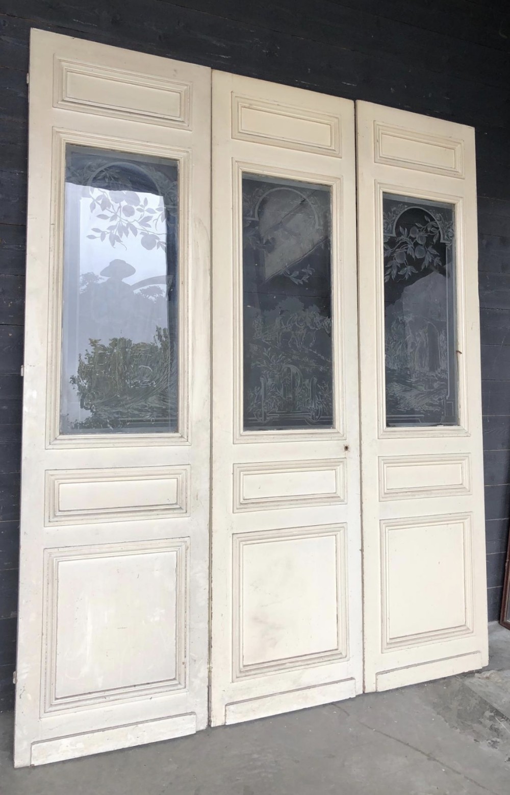 Set 3 French Chateau Etched Glass Doors