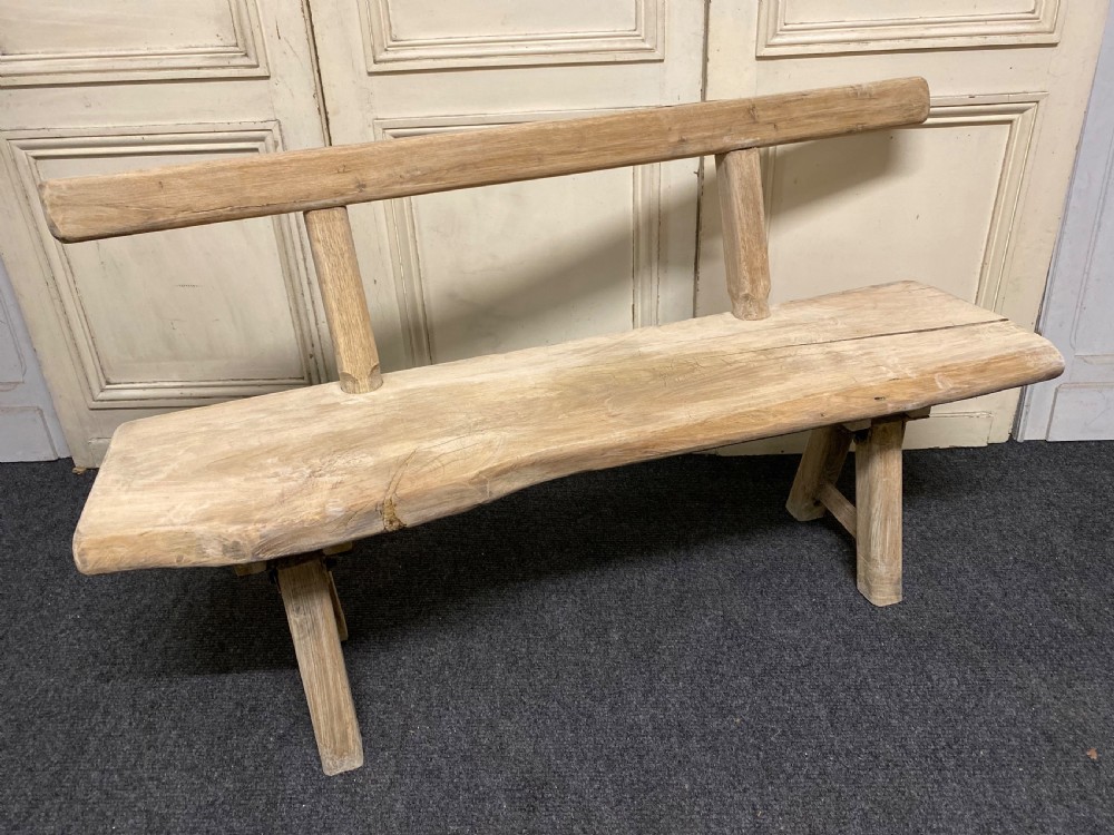 French Rustic Bleached Oak Bench