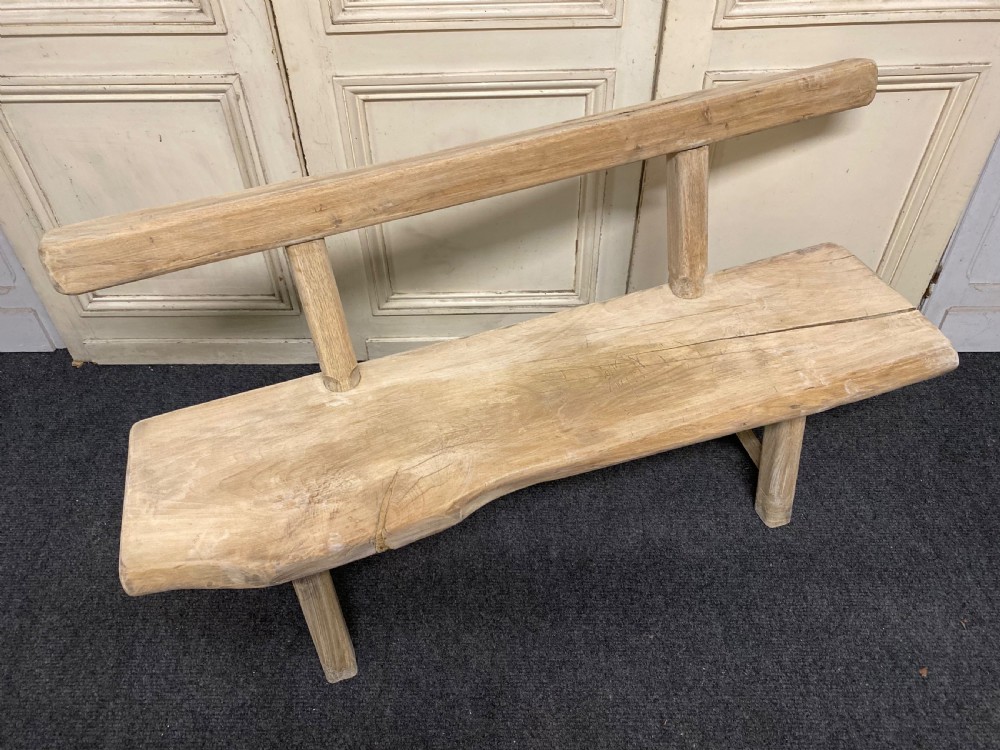 French Rustic Bleached Oak Bench View II