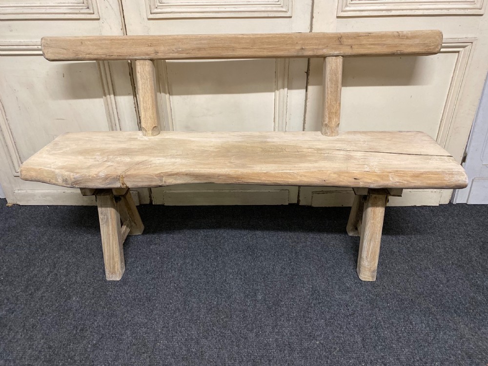 French Rustic Bleached Oak Bench View III