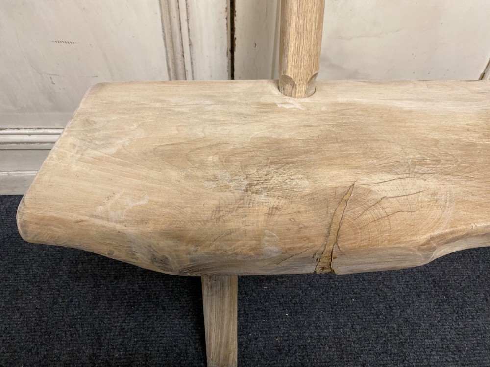 French Rustic Bleached Oak Bench View VI
