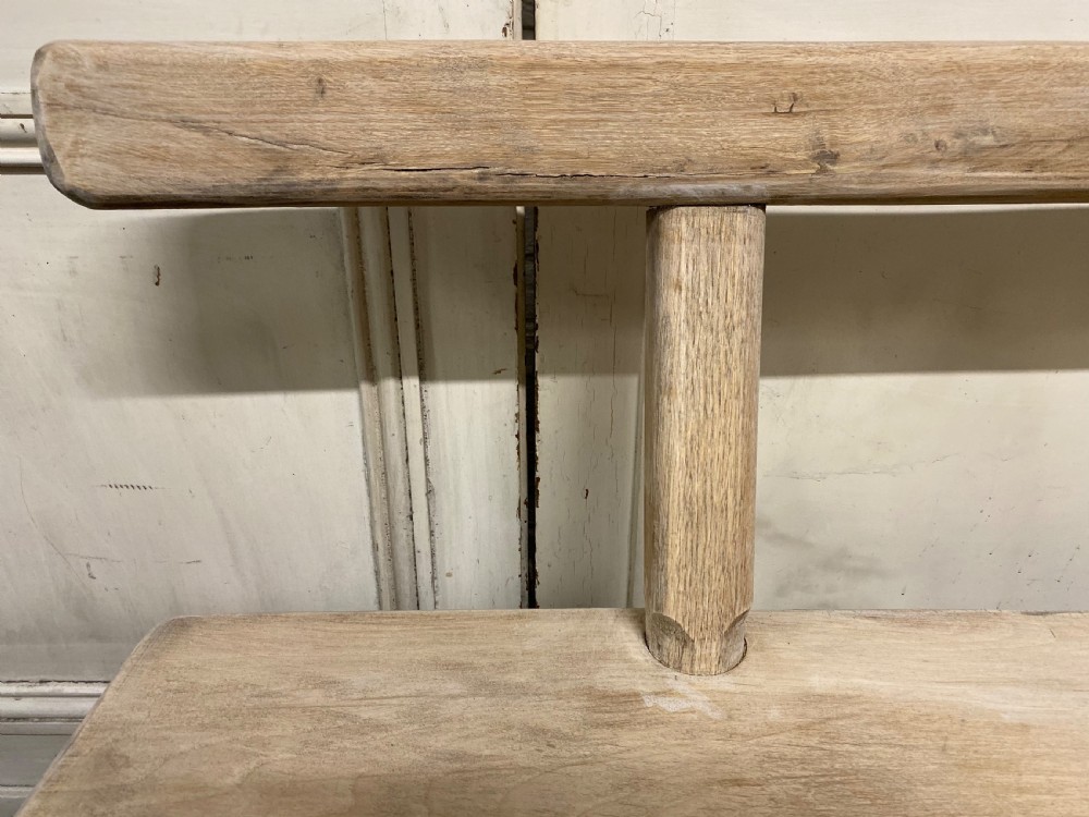 French Rustic Bleached Oak Bench View VII