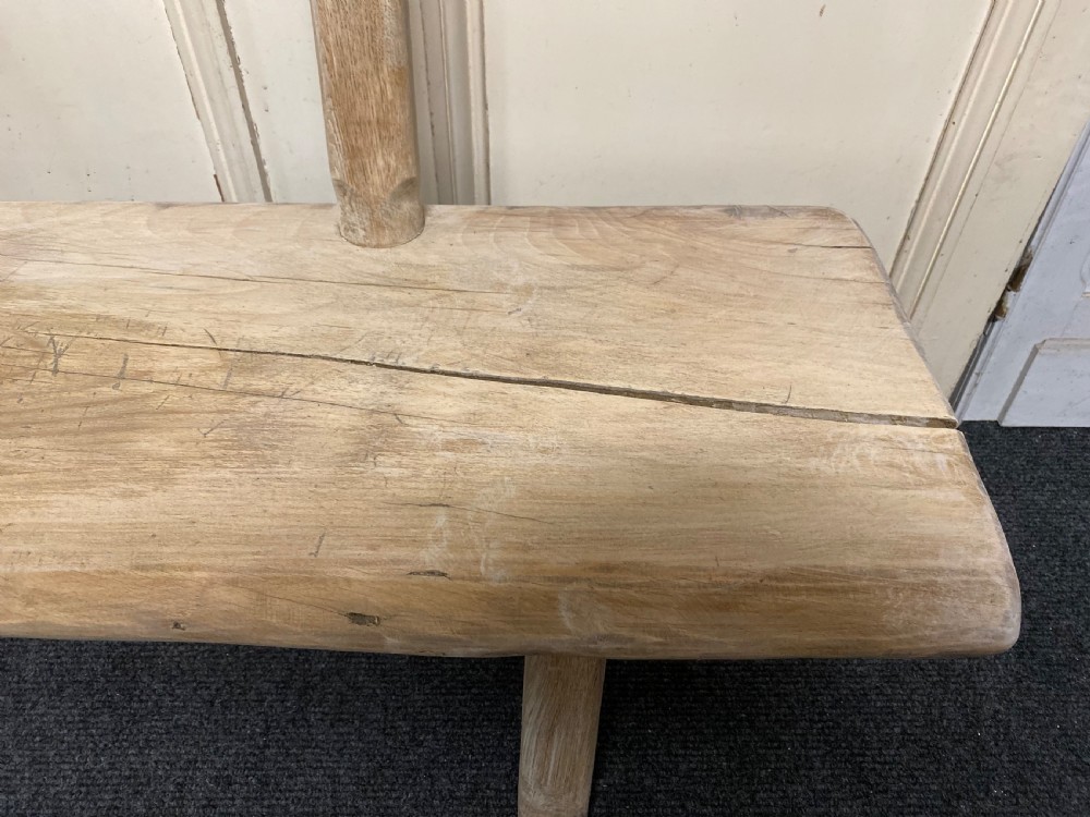 French Rustic Bleached Oak Bench View VIII