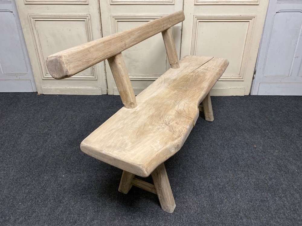 French Rustic Bleached Oak Bench View IX