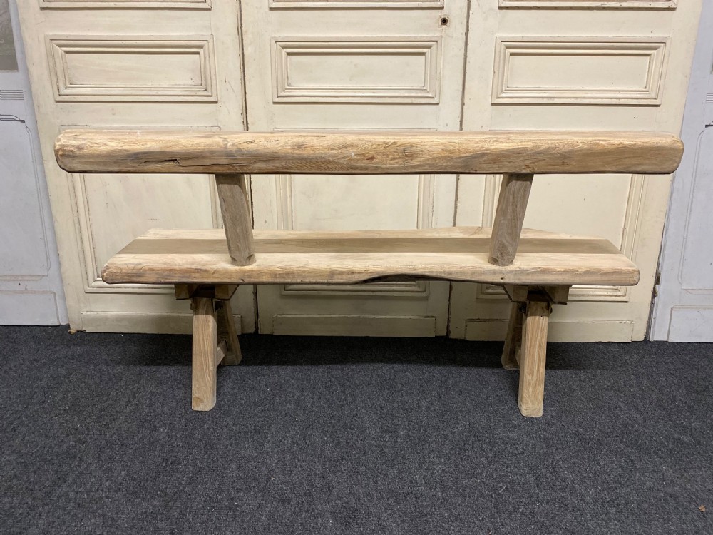 French Rustic Bleached Oak Bench View XII