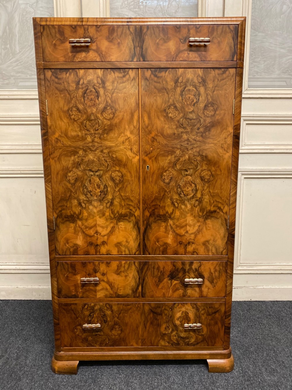 Burr Walnut Art Deco Chest Cupboard 