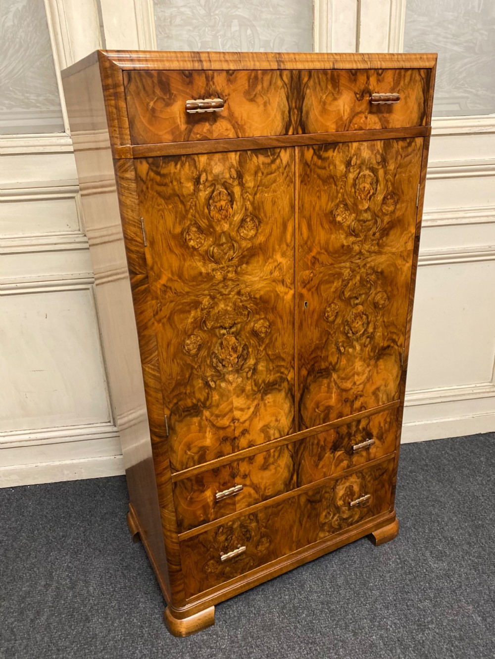 Burr Walnut Art Deco Chest Cupboard  View II