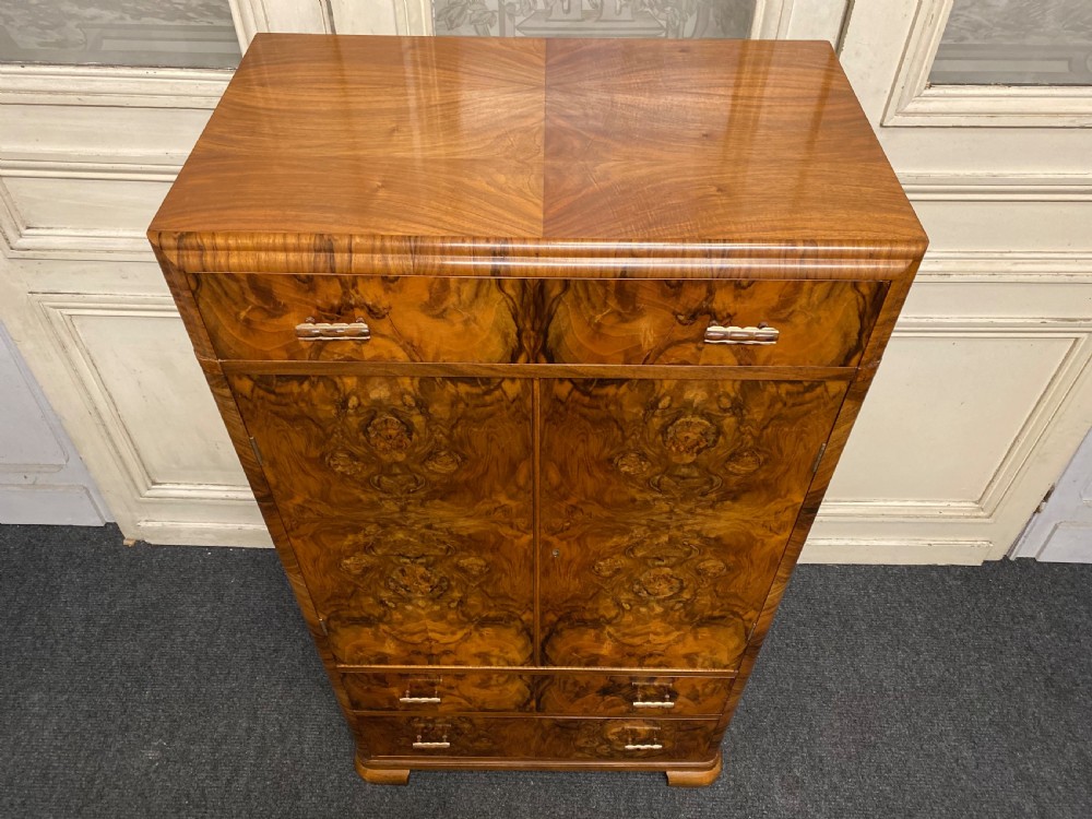Burr Walnut Art Deco Chest Cupboard  View IV