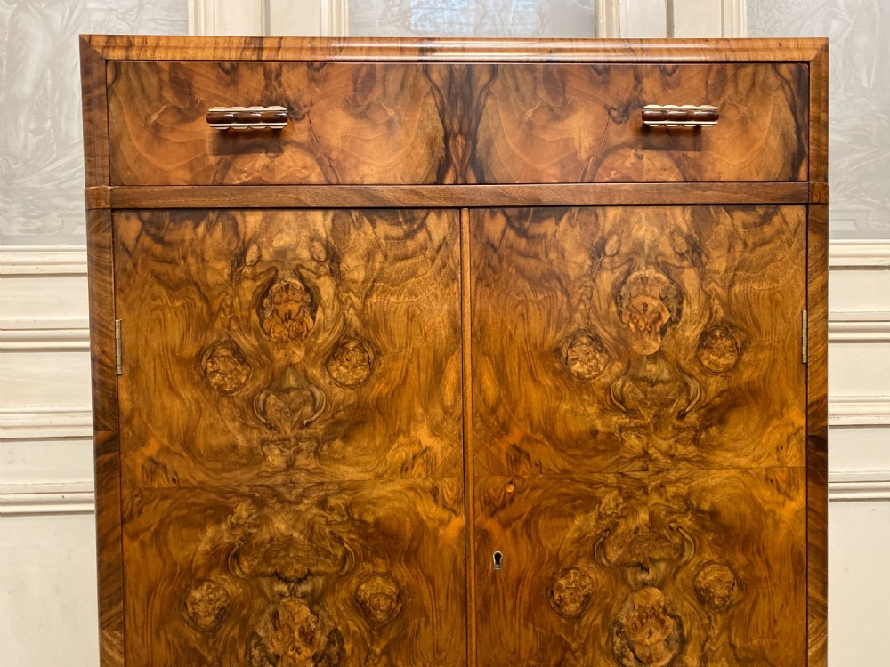 Burr Walnut Art Deco Chest Cupboard  View V