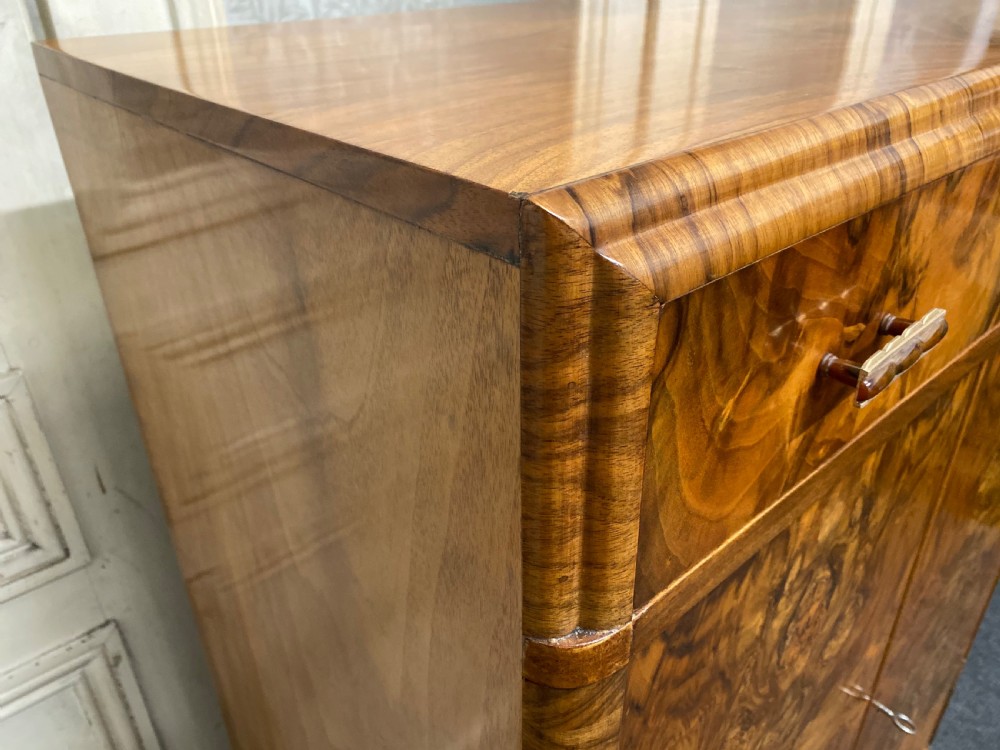 Burr Walnut Art Deco Chest Cupboard  View X