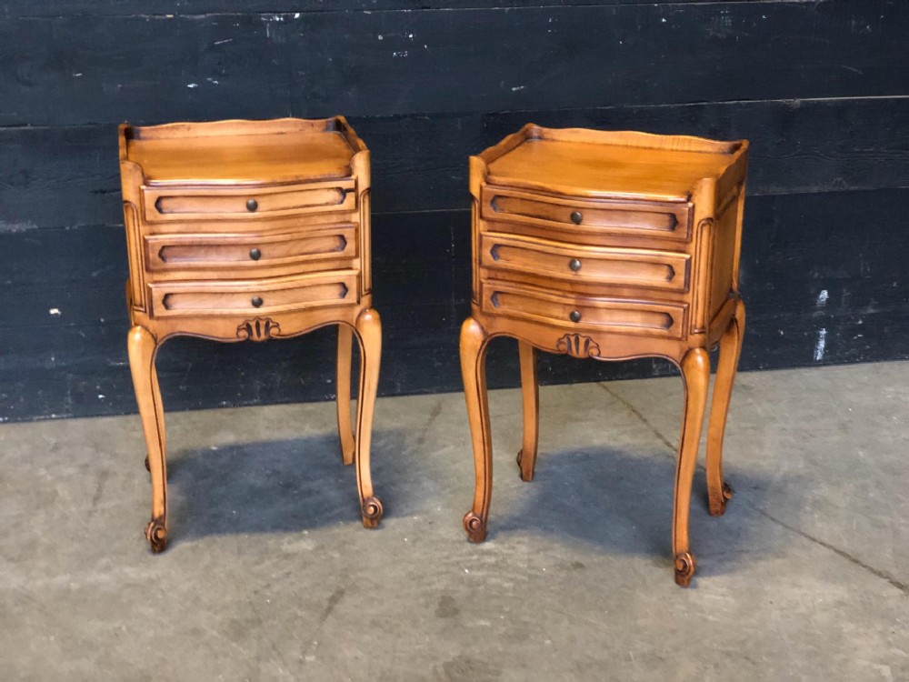 Pair Cherry Wood Bedside Drawers