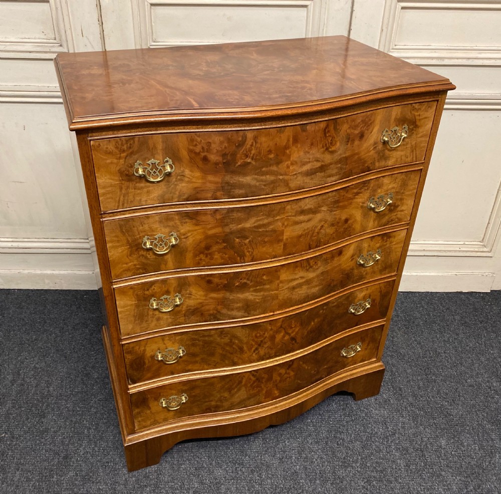 Burr Walnut Bow Front Chest of Drawers