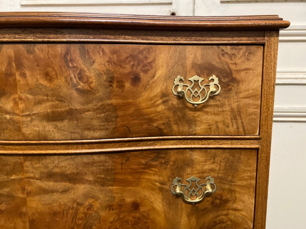Burr Walnut Bow Front Chest of Drawers View VI