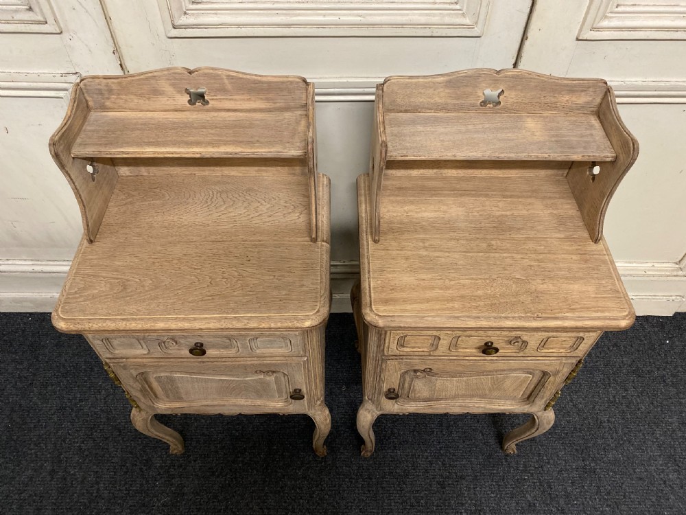 Pair French Bleached Oak Bedside Cupboards View II