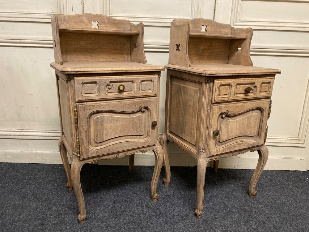 Pair French Bleached Oak Bedside Cupboards View VI