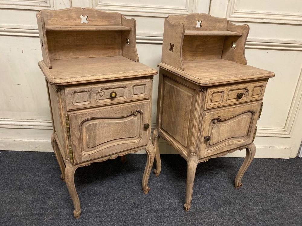 Pair French Bleached Oak Bedside Cupboards View VII