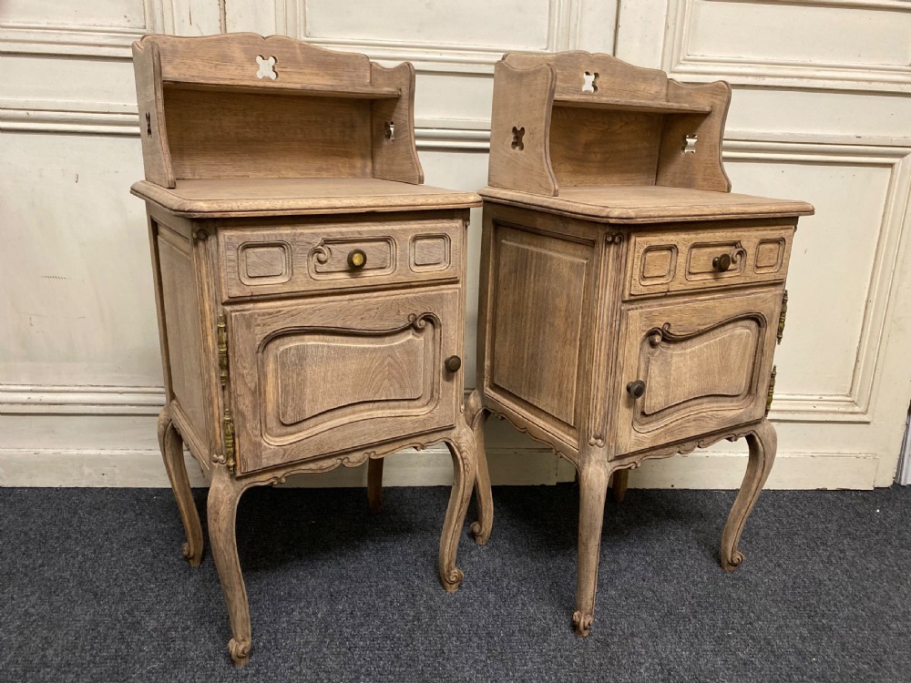 Pair French Bleached Oak Bedside Cupboards View VIII
