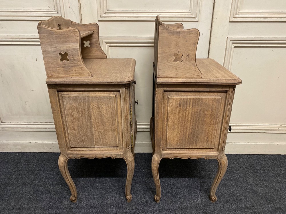 Pair French Bleached Oak Bedside Cupboards View IX