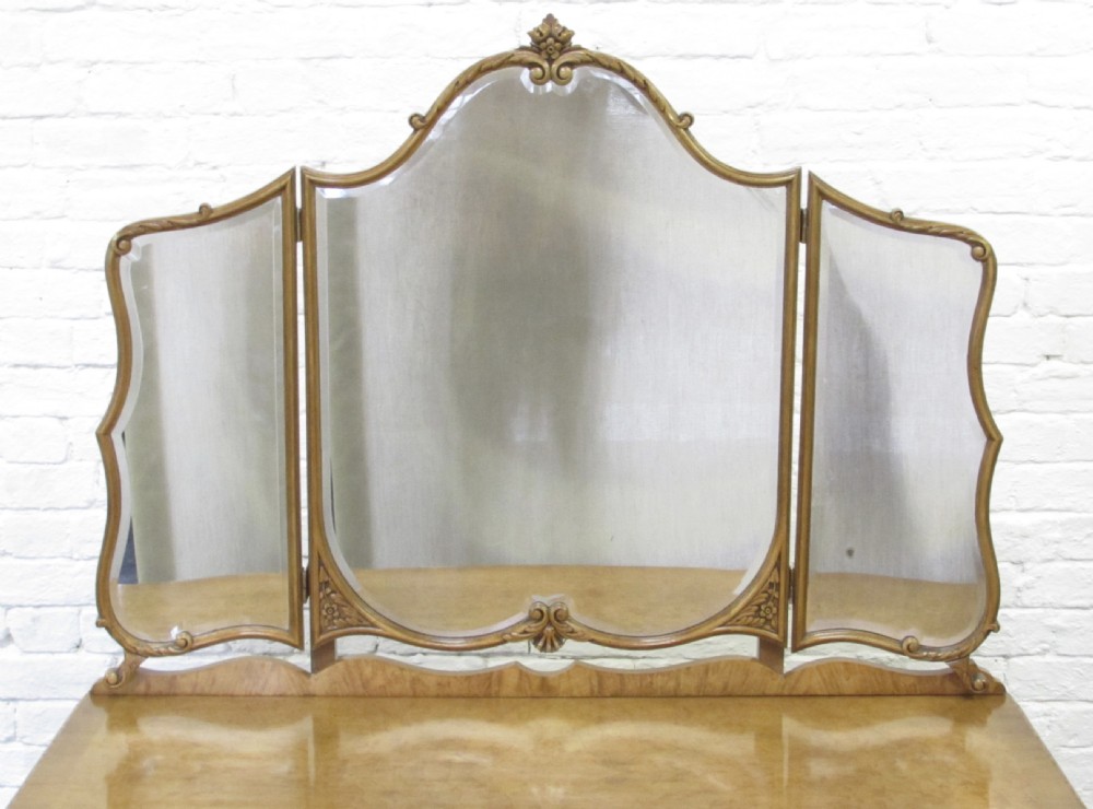 Burr Walnut Dressing Table with Stool View V