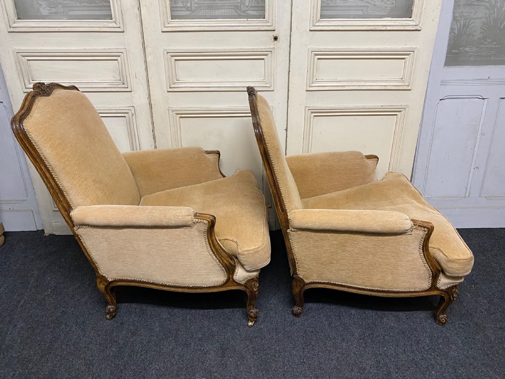 Generous Pair French Bergere Arm Chairs View VI