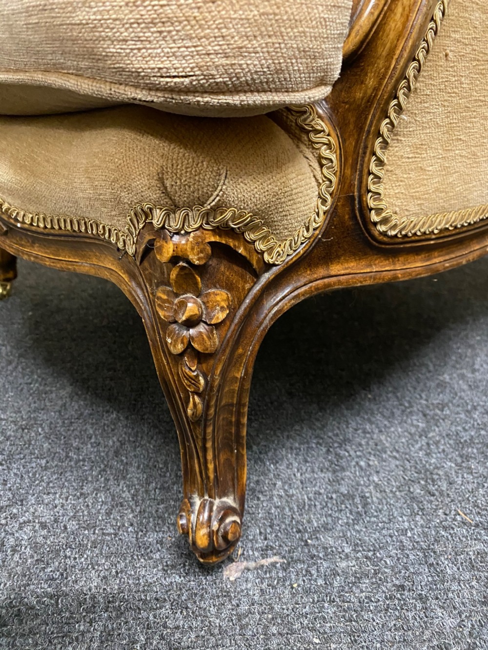 Generous Pair French Bergere Arm Chairs View VII