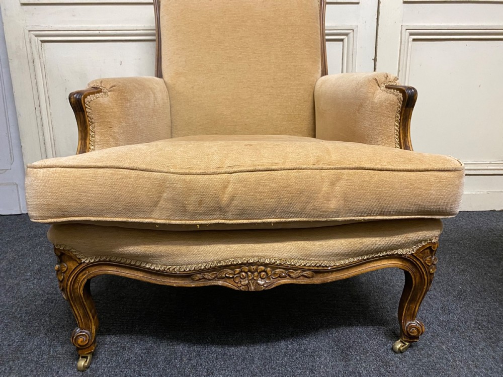 Generous Pair French Bergere Arm Chairs View IX
