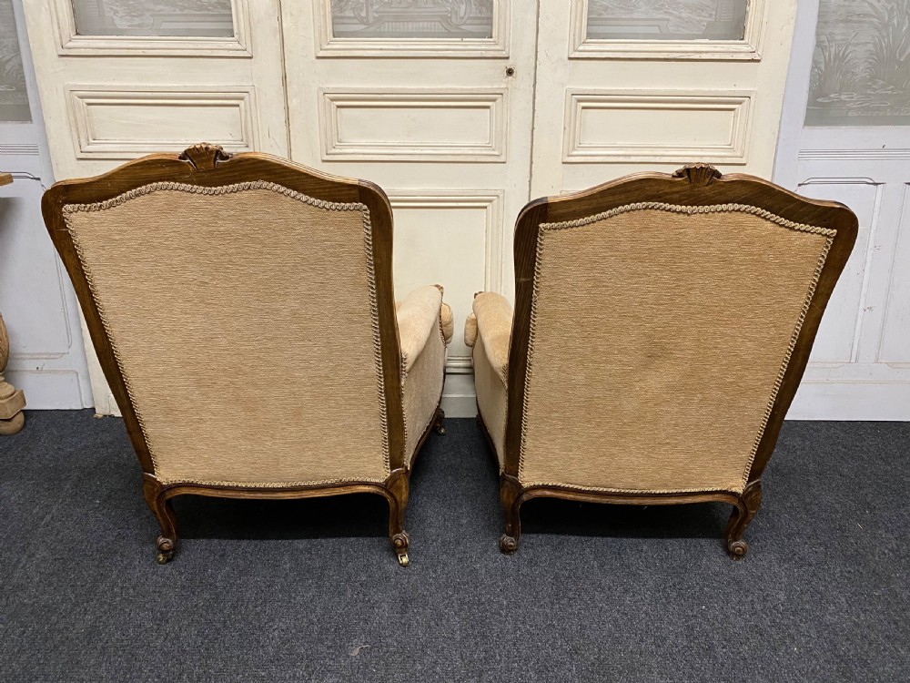 Generous Pair French Bergere Arm Chairs View XI