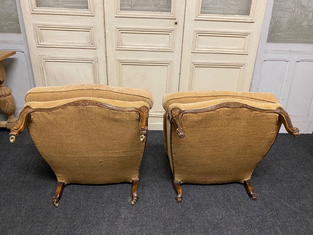 Generous Pair French Bergere Arm Chairs View XII