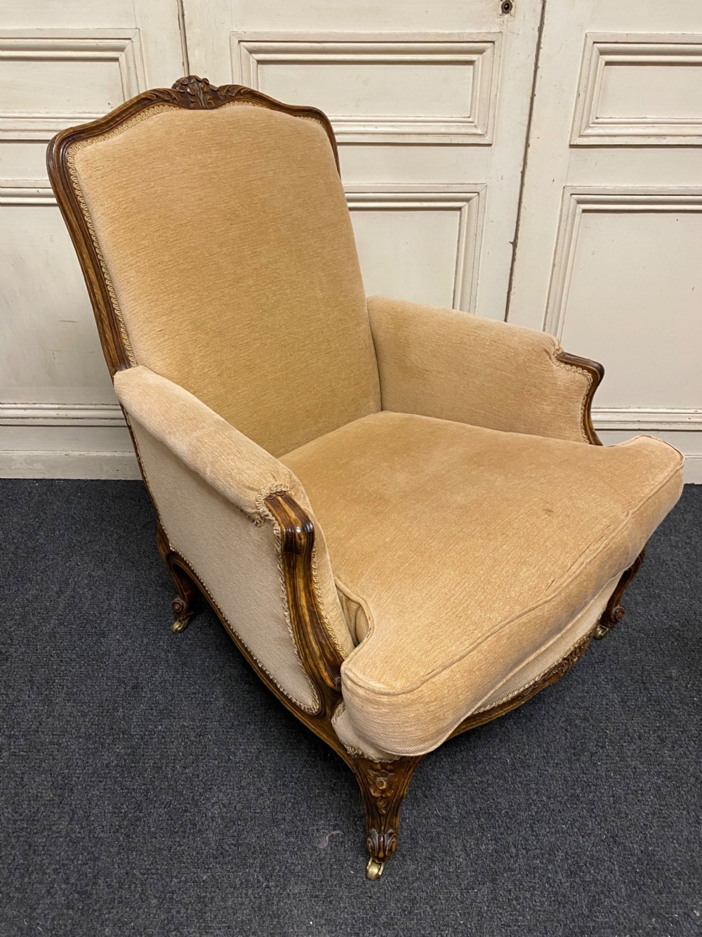 Generous Pair French Bergere Arm Chairs View XIII