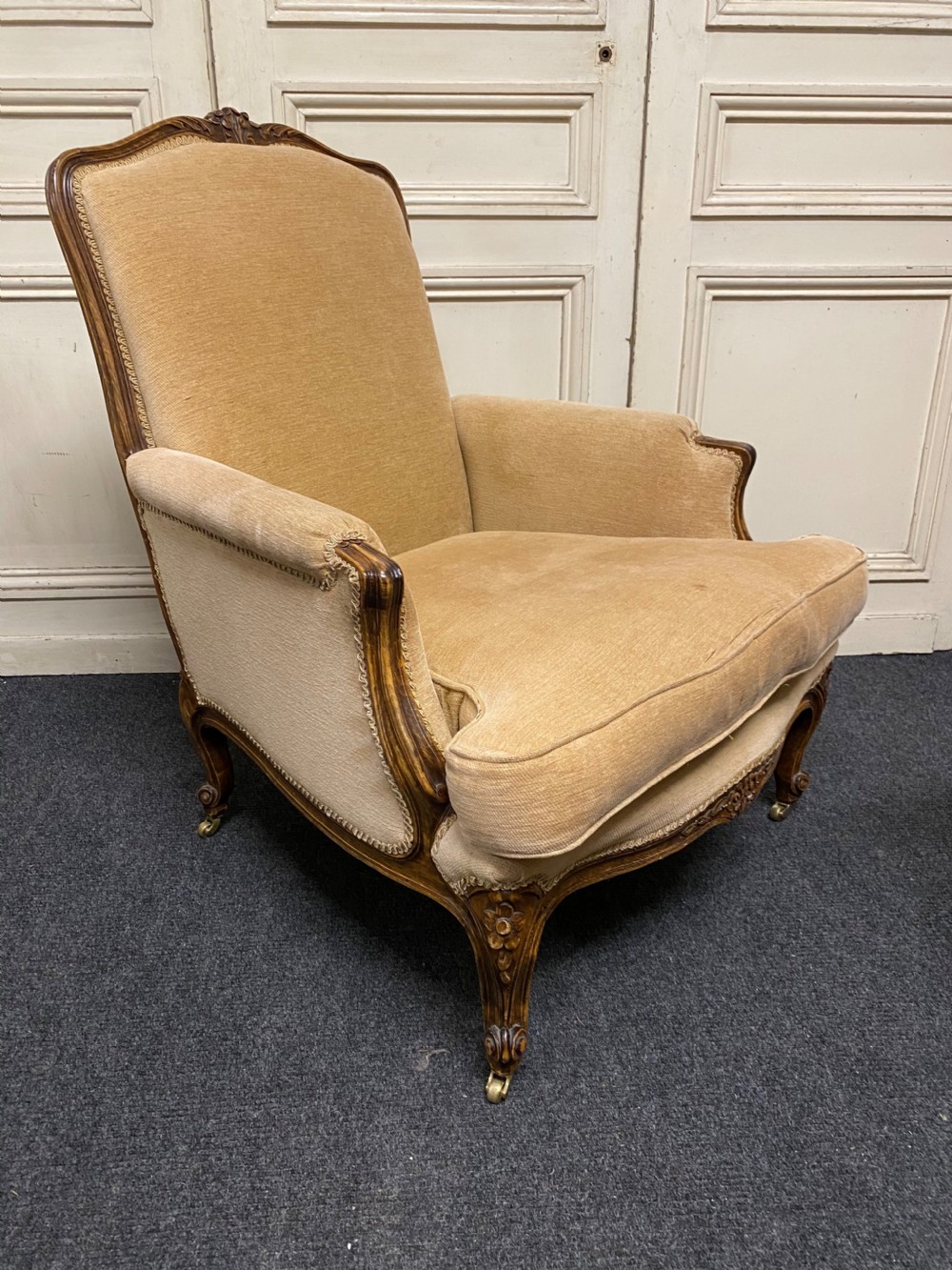 Generous Pair French Bergere Arm Chairs View XIV