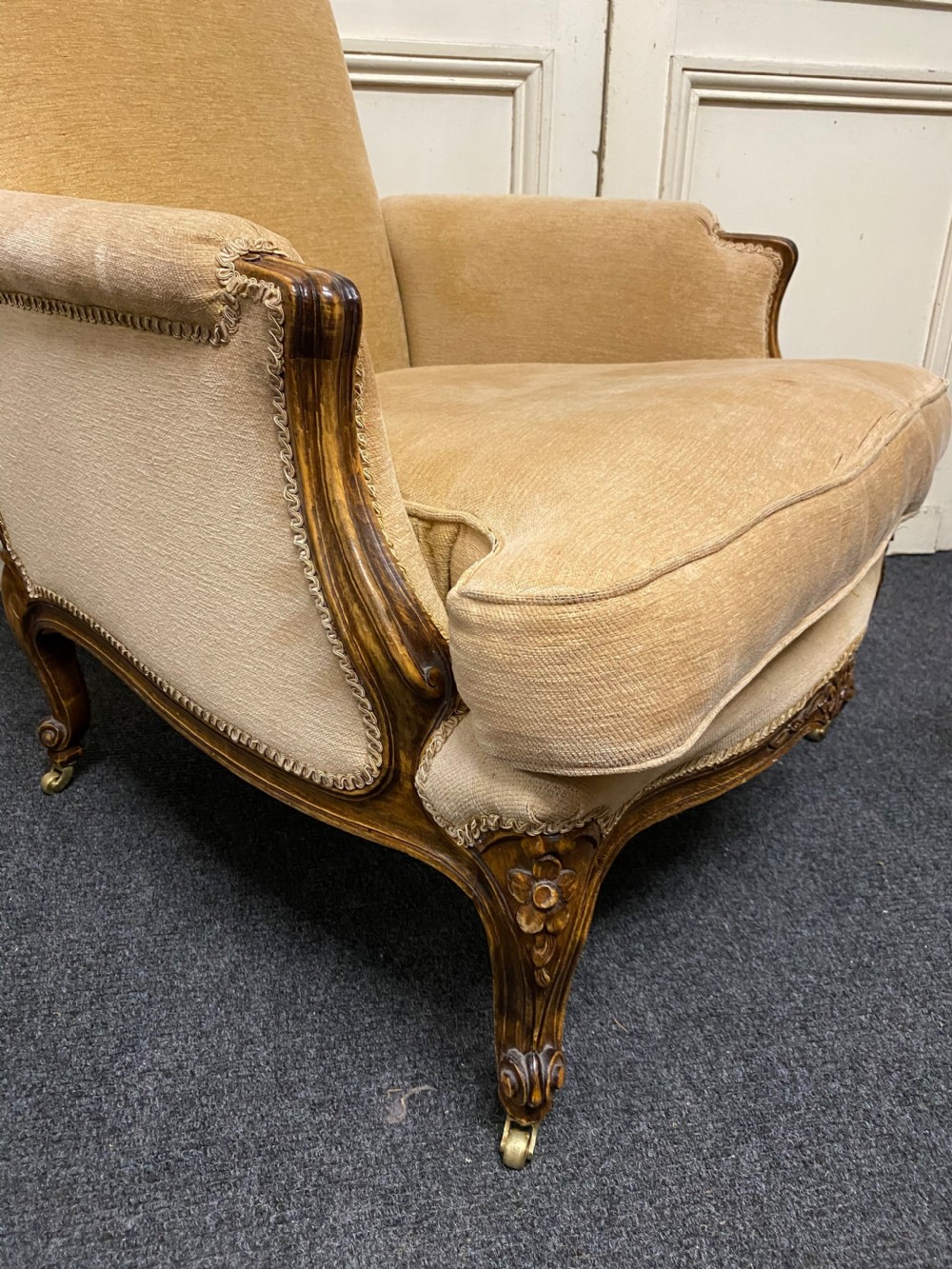 Generous Pair French Bergere Arm Chairs View XV