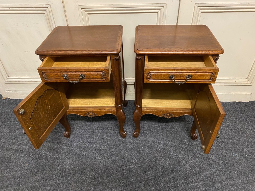 Pair French Oak Bedside Cupboards View II