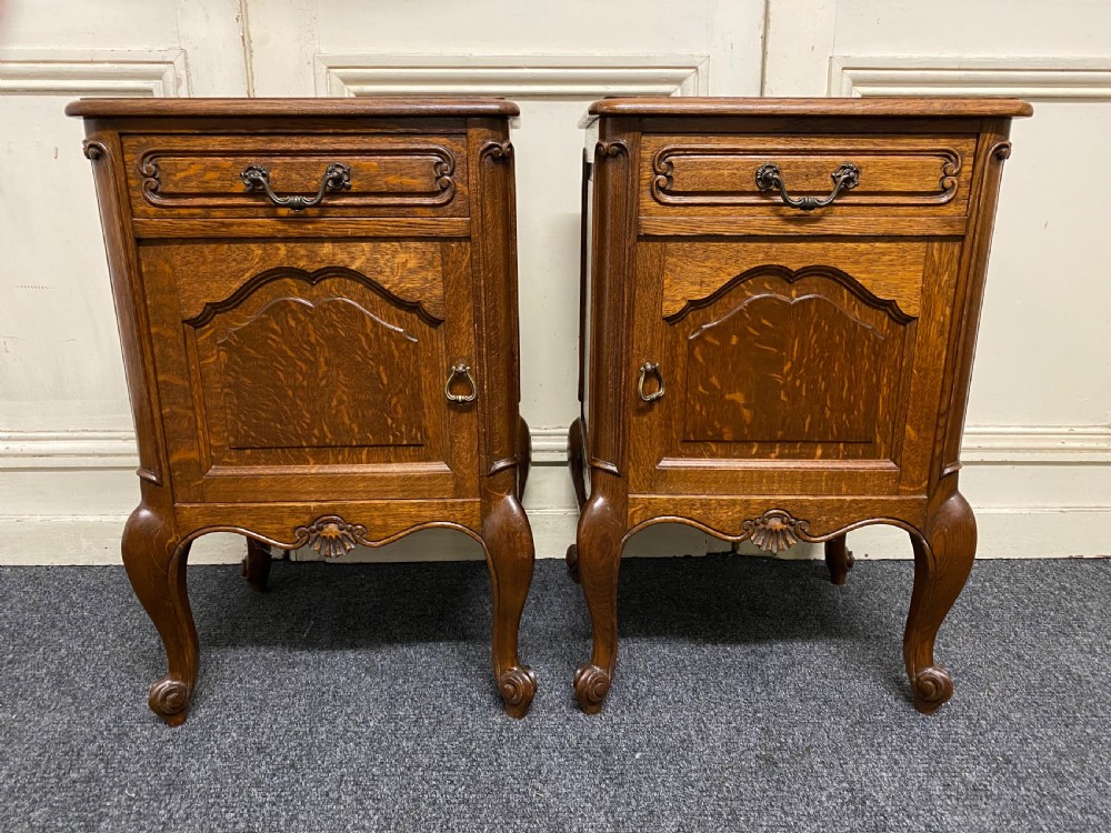 Pair French Oak Bedside Cupboards View III