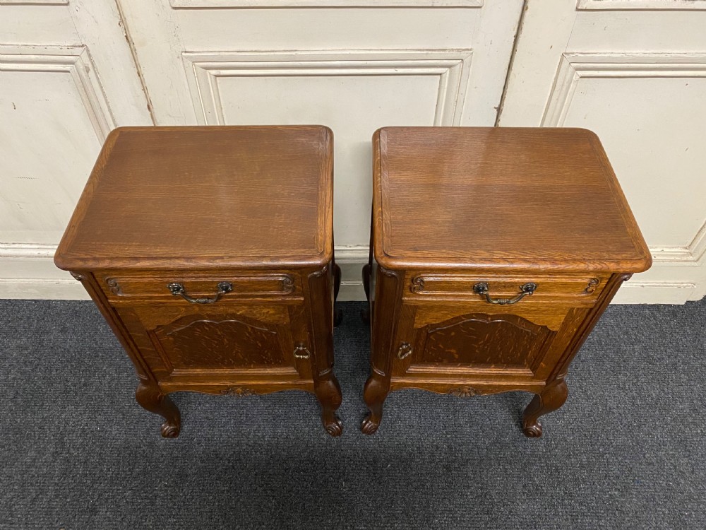 Pair French Oak Bedside Cupboards View IV