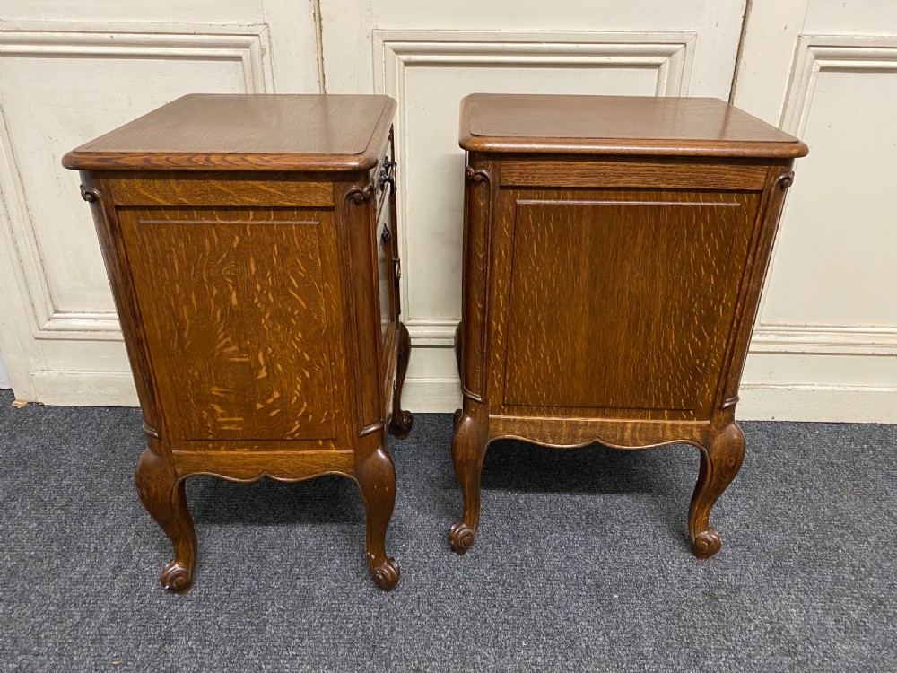 Pair French Oak Bedside Cupboards View V