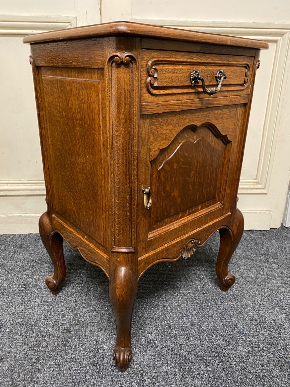 Pair French Oak Bedside Cupboards View XII