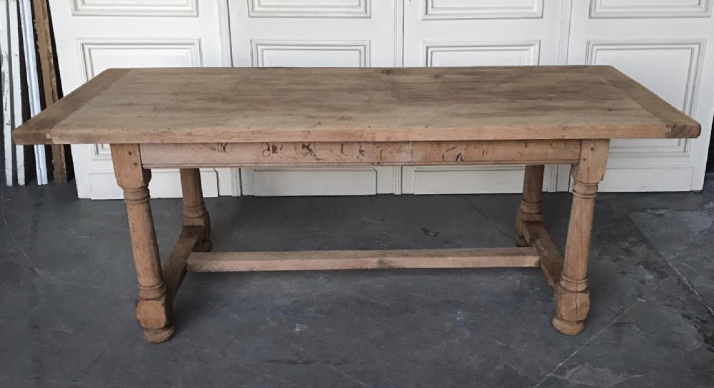 French Bleached Oak Farmhouse Dining Table 